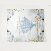 Quinceanera Backdrop Blue Floral Pink Dress Wandkleed (Voorkant (horizontaal))