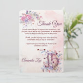 Quinceañera bedankbriefje kaart (Staand voorkant)