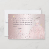 Quinceanera Bedankje Blush Glitter Jurk Uitnodigin Kaart (Achterkant)