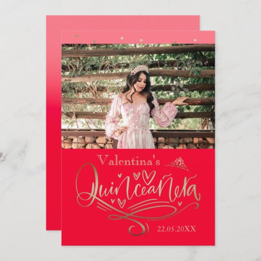 Quinceañera bedankt je kaart sjabloon (Voorkant / Achterkant)