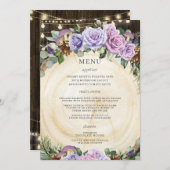 Quinceañera Betoverd Bos Paarse Bloemen Menu (Voorkant / Achterkant)