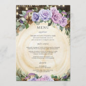 Quinceañera Betoverd Bos Paarse Bloemen Menu (Voorkant)