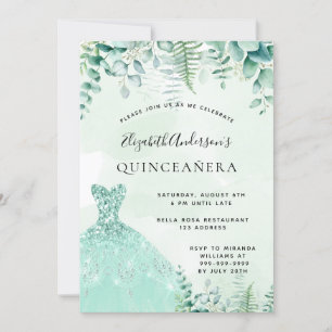 Quinceanera betoverde groenboegjurk kaart