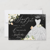 Quinceanera Bewaar de Datum Faux Glitter White Gow Kaart (Voorkant)
