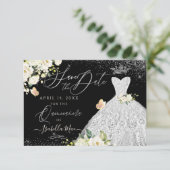 Quinceanera Bewaar de Datum Faux Glitter White Gow Kaart (Staand voorkant)