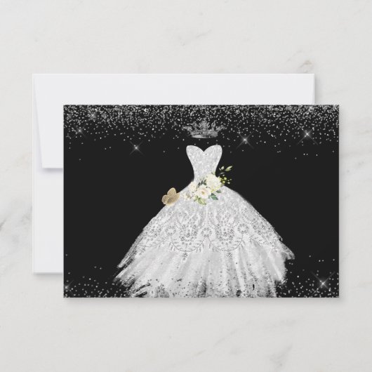 Quinceanera Bewaar de Datum Faux Glitter White Gow Kaart (Achterkant)