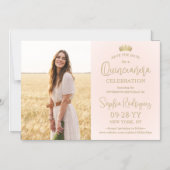Quinceañera Bewaar de datum Foto Blush Pink & Gold Magnetische Uitnodiging (Voorkant)