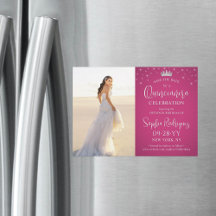 Quinceañera Bewaar de datum Foto Fuschia Pink