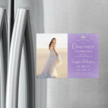 Quinceañera Bewaar de Datum Foto Lila Paarse Sterr