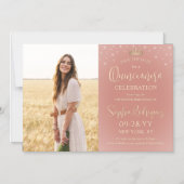Quinceañera Bewaar de datum Foto Roos Gold Sparkle Magnetische Uitnodiging (Voorkant)