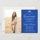 Quinceañera Bewaar de datum Foto Royal Blue Stars Magnetische Uitnodiging (Voorkant)