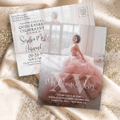 Quinceañera Bewaar de datum Moderne foto Mis XV Añ Aankondigingskaart