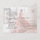 Quinceañera Bewaar de datum Moderne foto Mis XV Añ Aankondigingskaart (Achterkant)