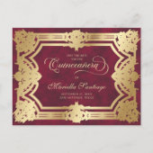 Quinceanera Bewaar de datum Red Briefkaart (Voorkant)