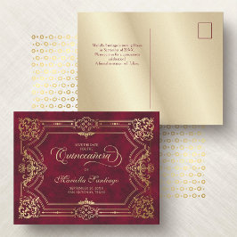 Quinceanera Bewaar de datum Red Briefkaart