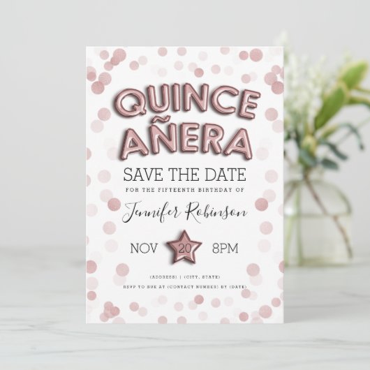 Quinceañera Bewaar de datum Roos Gold Glitter Kaart (Staand voorkant)