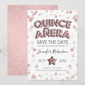 Quinceañera Bewaar de datum Roos Gold Glitter Kaart (Voorkant / Achterkant)