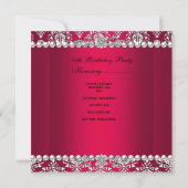 Quinceañera Birthday 15th Party Red White Silver Kaart (Achterkant)