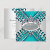 Quinceanera Birthday Blauwgroen blauwe witte krale Kaart (Voorkant / Achterkant)