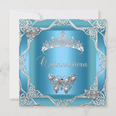 Quinceanera Birthday Blauwgroen Silver Tiara Butte Kaart (Voorkant)