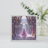 Quinceanera Birthday Castle Roze Paarse Diamanten Kaart (Staand voorkant)