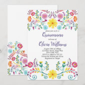 Quinceanera Birthday Fiesta Floral Mexicaans Kaart (Voorkant / Achterkant)