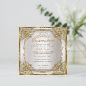 Quinceanera Birthday Gold Beige Pearl Damask Kaart (Staand voorkant)