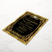 Quinceanera Birthday Gold Black Folie Uitnodiging (Gedraaid)