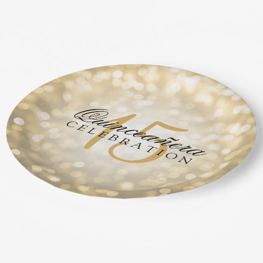 Quinceanera Birthday Gold Bokeh Lights Papieren Bordje (Gekanteld)