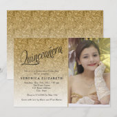 Quinceanera Birthday Gold Glitter Fotouitnodiging Kaart (Voorkant / Achterkant)