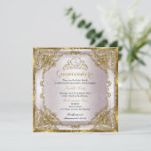 Quinceanera Birthday Gold Pearl Pink Damask Kaart (Staand voorkant)