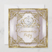 Quinceanera Birthday Gold Pearl Pink Damask Kaart (Achterkant)