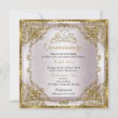 Quinceanera Birthday Gold Pearl Pink Damask Kaart (Voorkant)