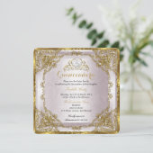 Quinceanera Birthday Gold Pearl Pink Damask Kaart (Staand voorkant)