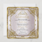 Quinceanera Birthday Gold Pearl Pink Damask Kaart (Voorkant)
