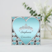 Quinceañera Birthday Party blue Kaart (Staand voorkant)