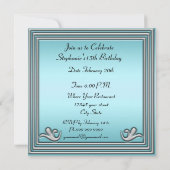 Quinceañera Birthday Party blue Kaart (Achterkant)