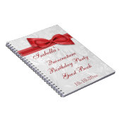 Quinceañera Birthday Party Damask en Bow Notitieboek (Rechterzijde)