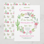 Quinceanera Birthday Party Fiesta Cactus Invite 15 Kaart (Voorkant / Achterkant)
