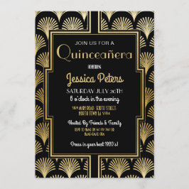 Quinceañera Birthday Party Gatsby Art Deco Gold Kaart