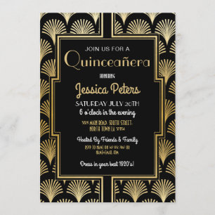 Quinceañera Birthday Party Gatsby Art Deco Gold Kaart