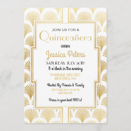 Quinceanera Birthday Party Gatsby Art Deco Gold Kaart