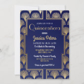 Quinceanera Birthday Party Gatsby Art Deco Gold Kaart (Voorkant)