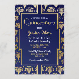 Quinceanera Birthday Party Gatsby Art Deco Gold Kaart