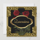 Quinceanera Birthday Party Gold Black Kaart (Voorkant)