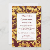 Quinceanera Birthday Party Gold burgundy Kaart (Voorkant)