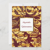 Quinceanera Birthday Party Gold burgundy Kaart (Achterkant)
