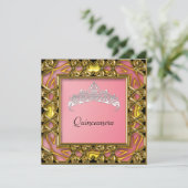 Quinceanera Birthday Party Gold en zalm Kaart (Staand voorkant)