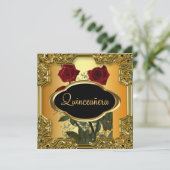 Quinceanera Birthday Party Gold Kaart (Staand voorkant)