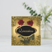 Quinceanera Birthday Party Gold Kaart (Staand voorkant)